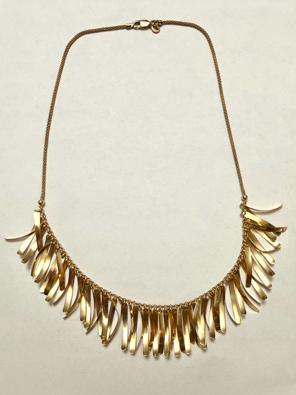 Gold Petal Fringe Necklace 14k gold Italy